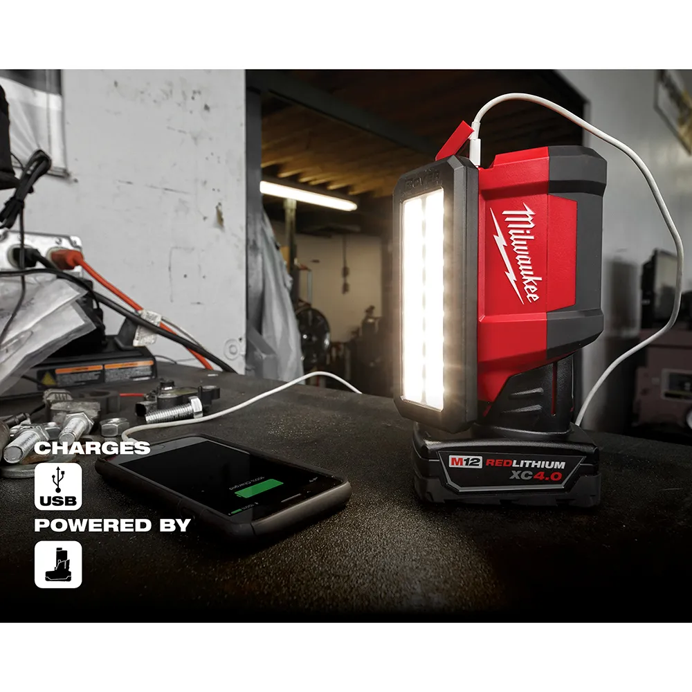 Milwaukee M12 Rover Service And Repair Flood Light with USB Charging