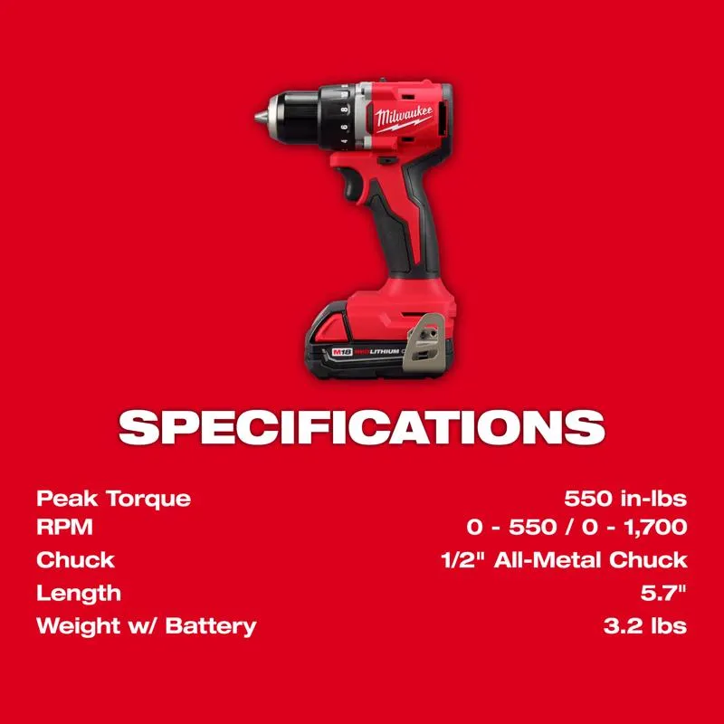 Milwaukee M18 Compact Cordless Brushless 2 Tool Combo Kit