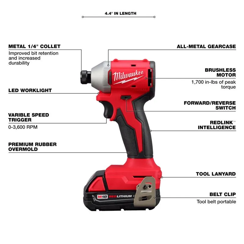 Milwaukee M18 Compact Cordless Brushless 2 Tool Combo Kit