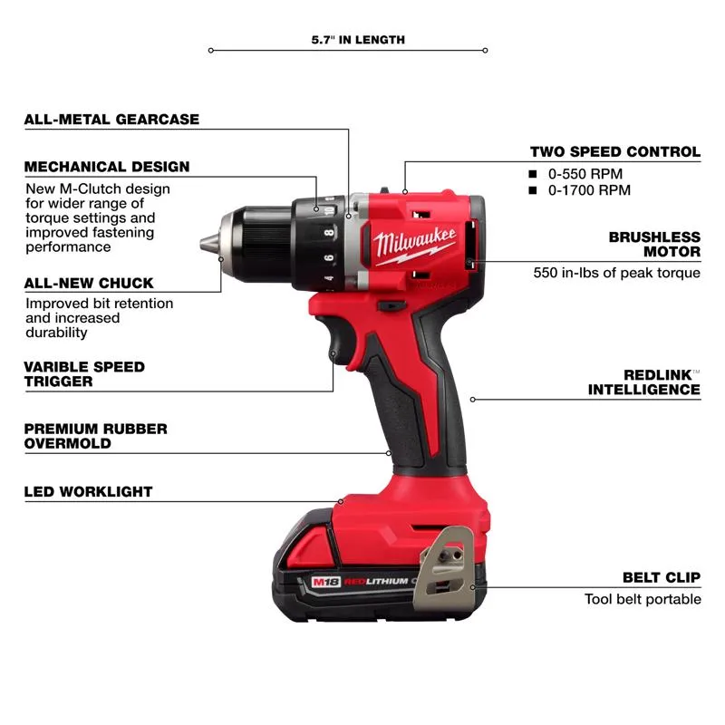 Milwaukee M18 Compact Cordless Brushless 2 Tool Combo Kit