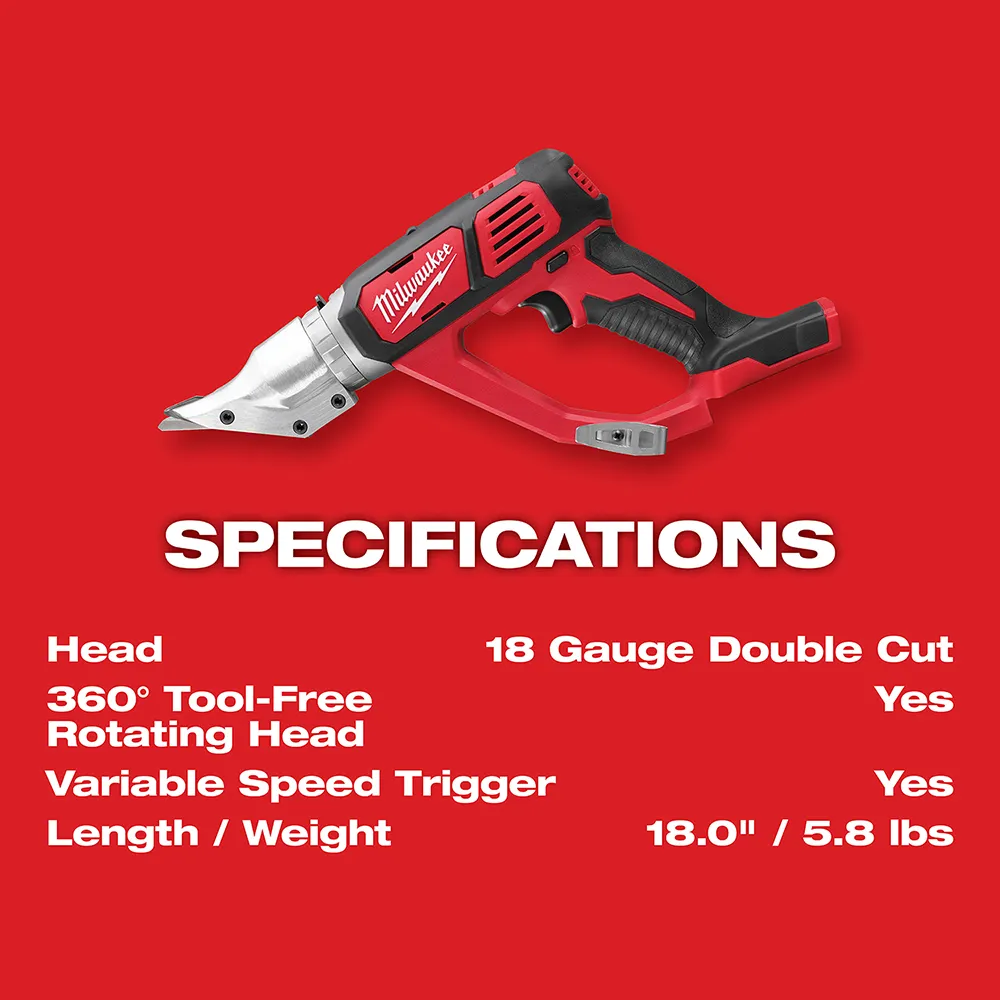 Milwaukee M18 Cordless 18 Gauge Double Cut Shear