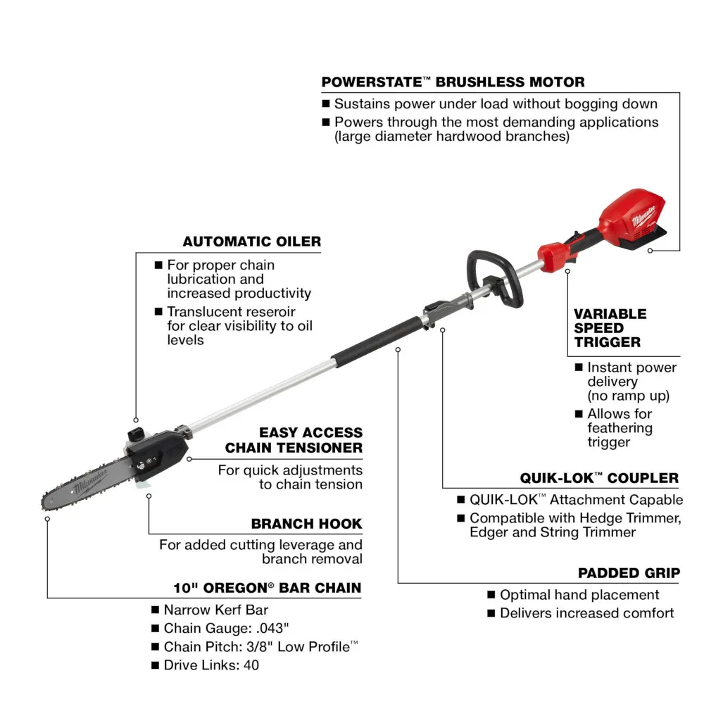 Milwaukee M18 Fuel 10" Pole Saw with Quik-Lok