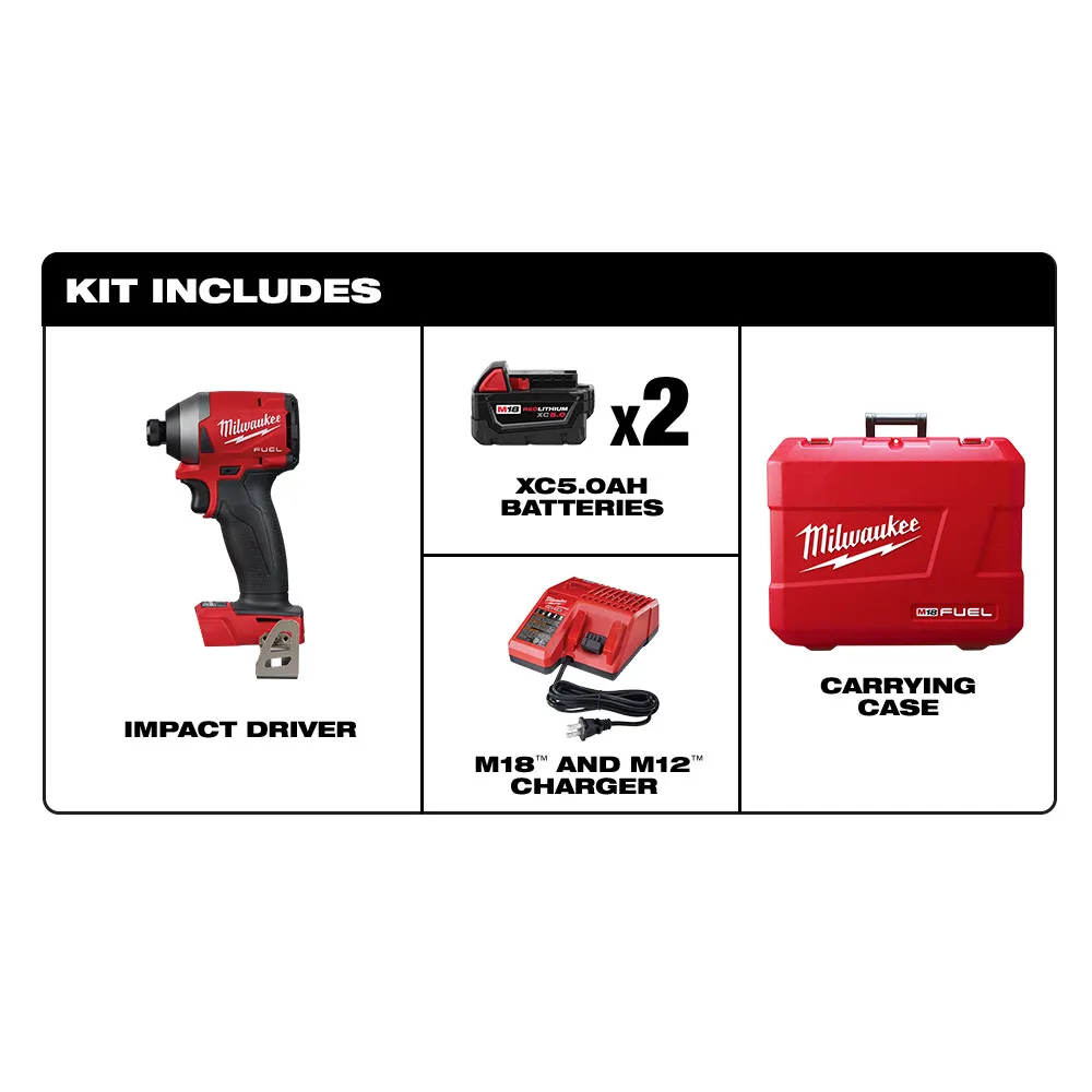 Milwaukee M18 FUEL 1/4" Hex Impact Driver Kit