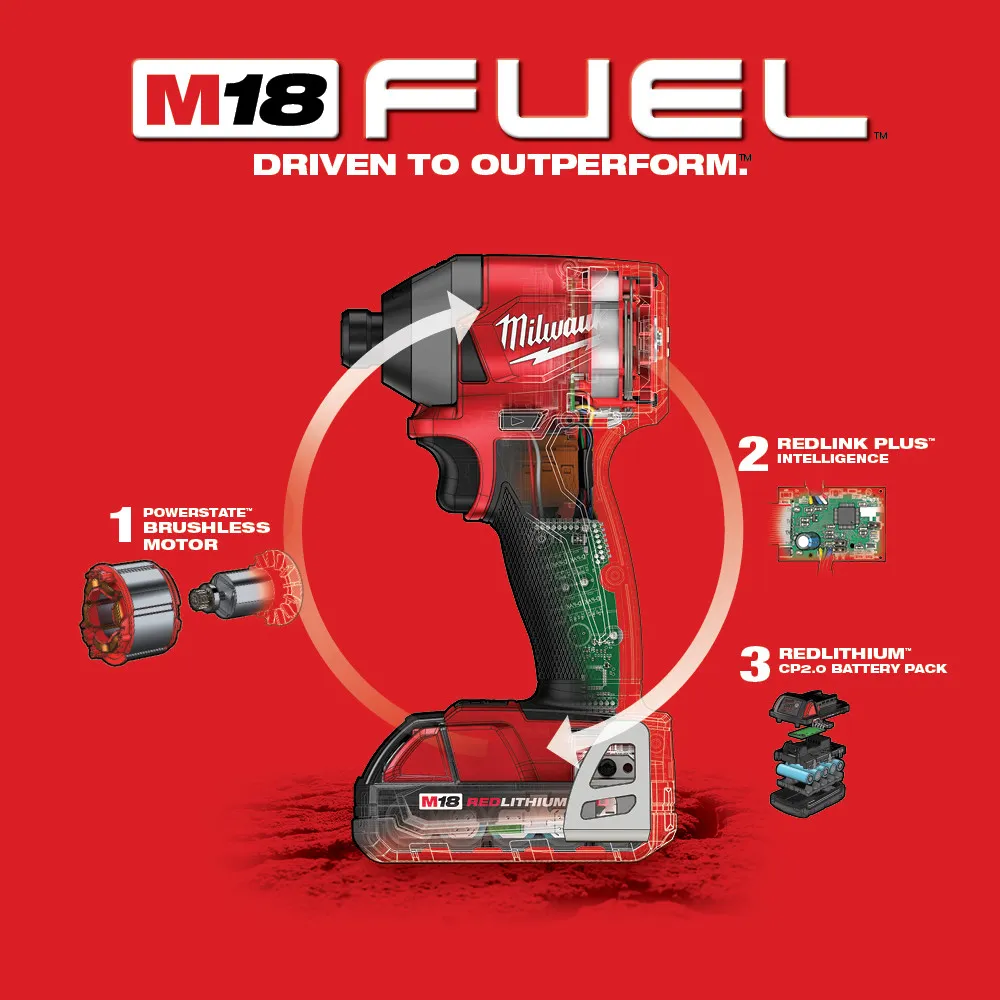 Milwaukee M18 FUEL 1/4" Hex Impact Driver Kit