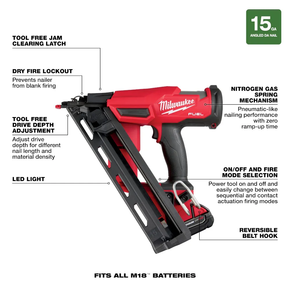 Milwaukee M18 Fuel 15 Gauge Finish Nailer Kit