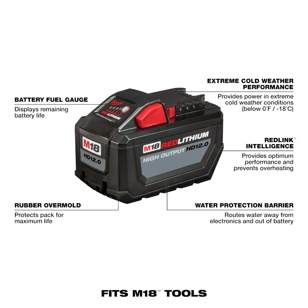 Milwaukee M18 REDLITHIUM HIGH OUTPUT HD 12Ah Battery Pack