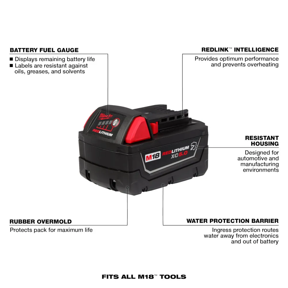 Milwaukee M18 Redlithium Xc5.0 Resistant Battery