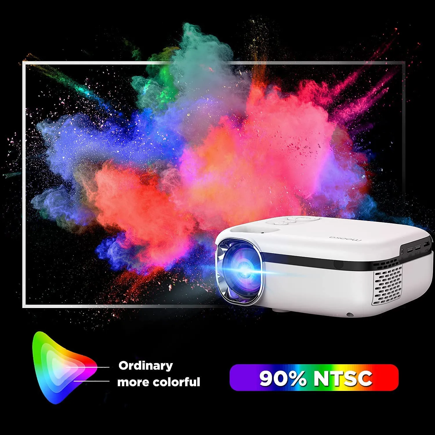 MOOKA RD 823 WiFi Projector, 7500L HD Outdoor Mini Projector, 1080P & 200" Screen Supported