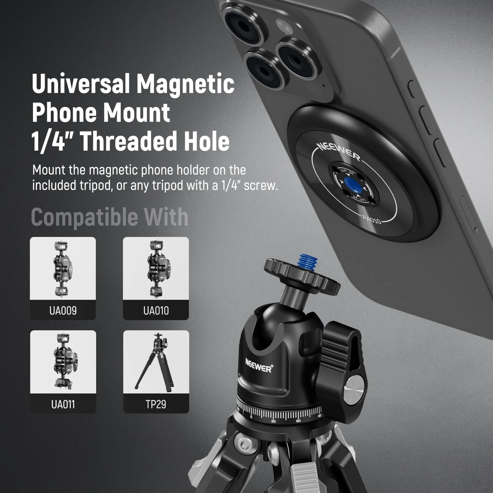 NEEWER PA010 TP29 Magnetic Phone Tripod Set For MagSafe iPhone