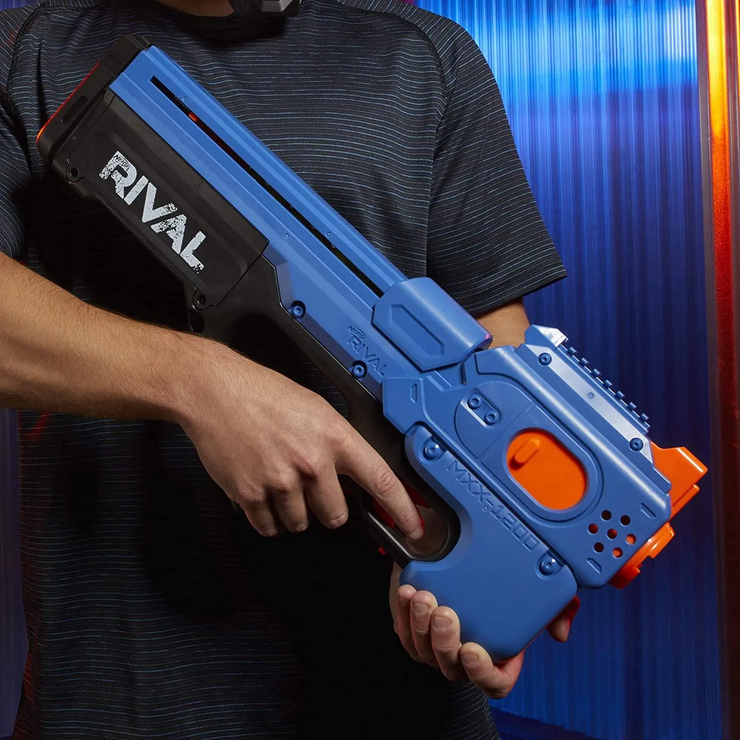 Nerf Rival Charger Mxx-1200 Motorized Blaster, 12-Round Capacity, 100 FPS Velocity, Includes 24 Rival Rounds, Team Blue