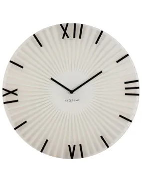 NeXtime Sticks White Glass Wall Clock - Black Hands & Markers - 17in Diameter