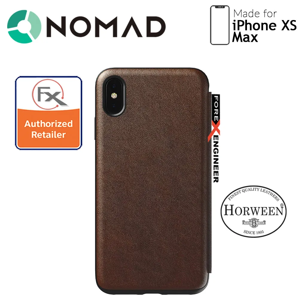 Nomad Leather Folio Case for iPhone Xs Max - Rustic Brown