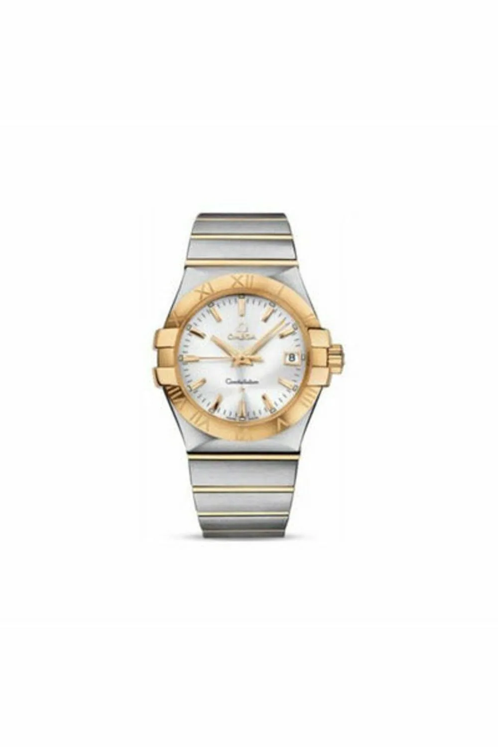 omega constellation stainless steel & 18kt yellow gold 35mm ladies watch