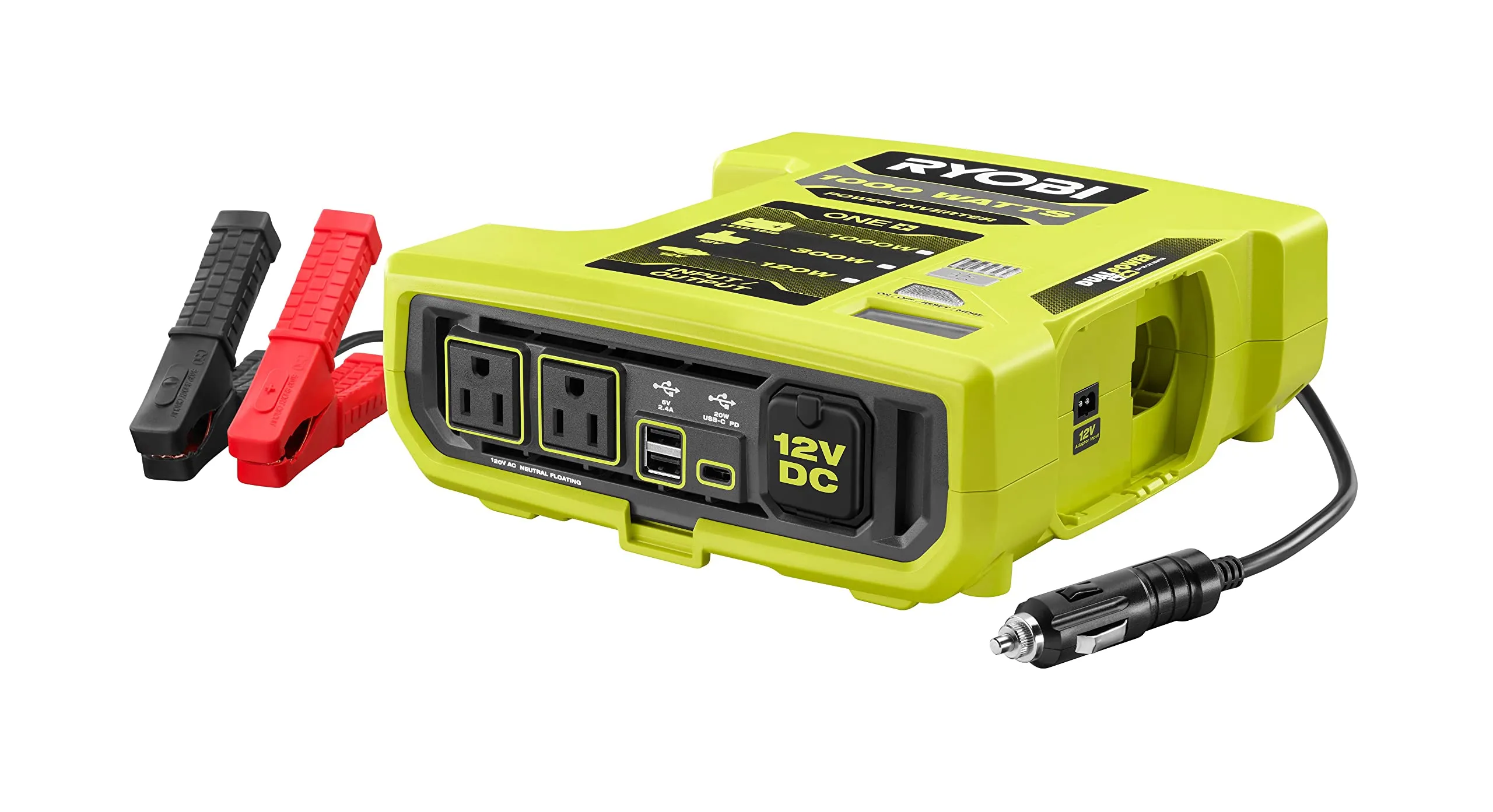 Open Box -  RYOBI ONE  18V 1000-Watt Max 12-Volt Automotive Power Inverter