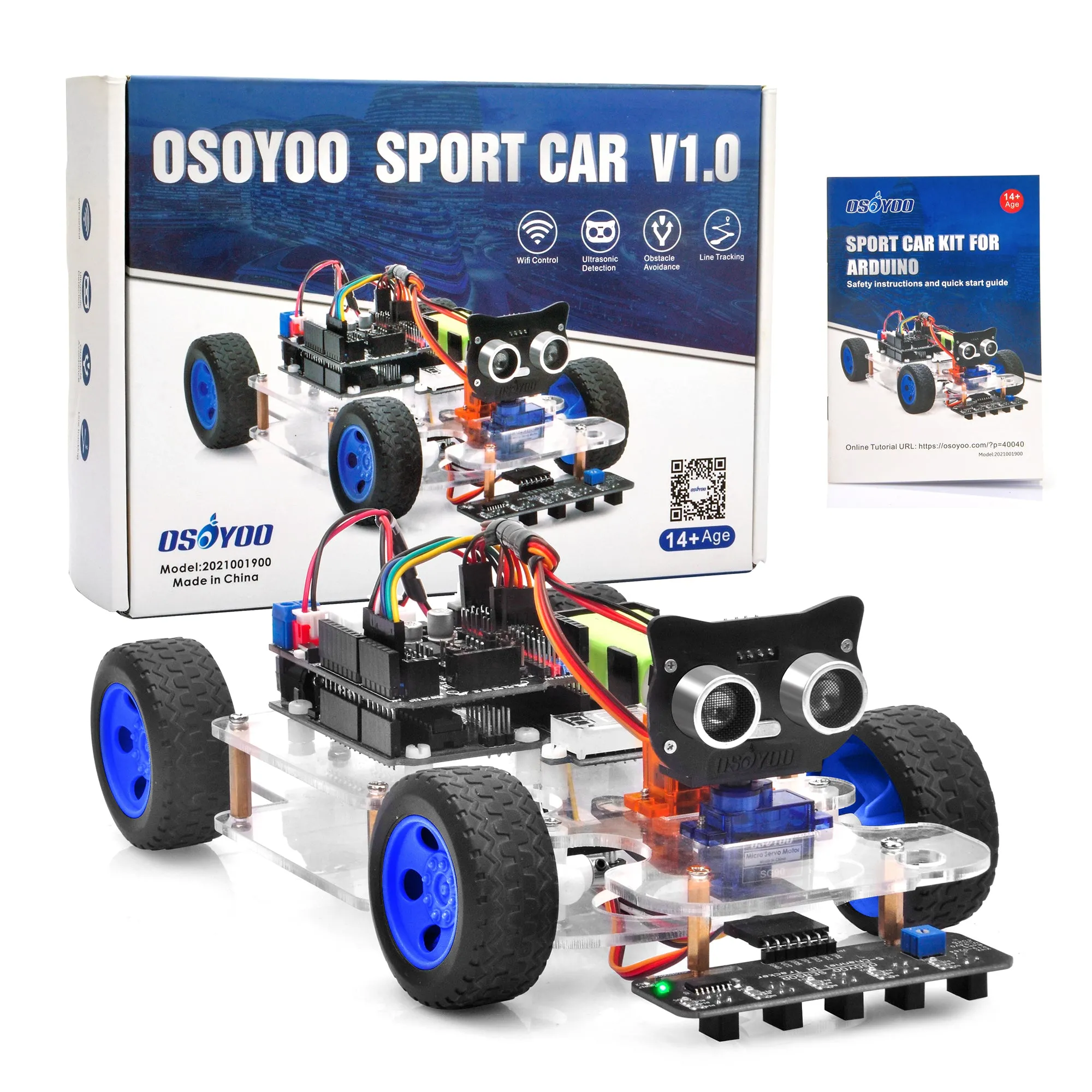 OSOYOO Robot Rc Smart Car DIY Kit to Build for Adults Teens with Servo Power Steering Motor, WiFi, Bluetooth, Code Programmable Compatible with Arduino UNO