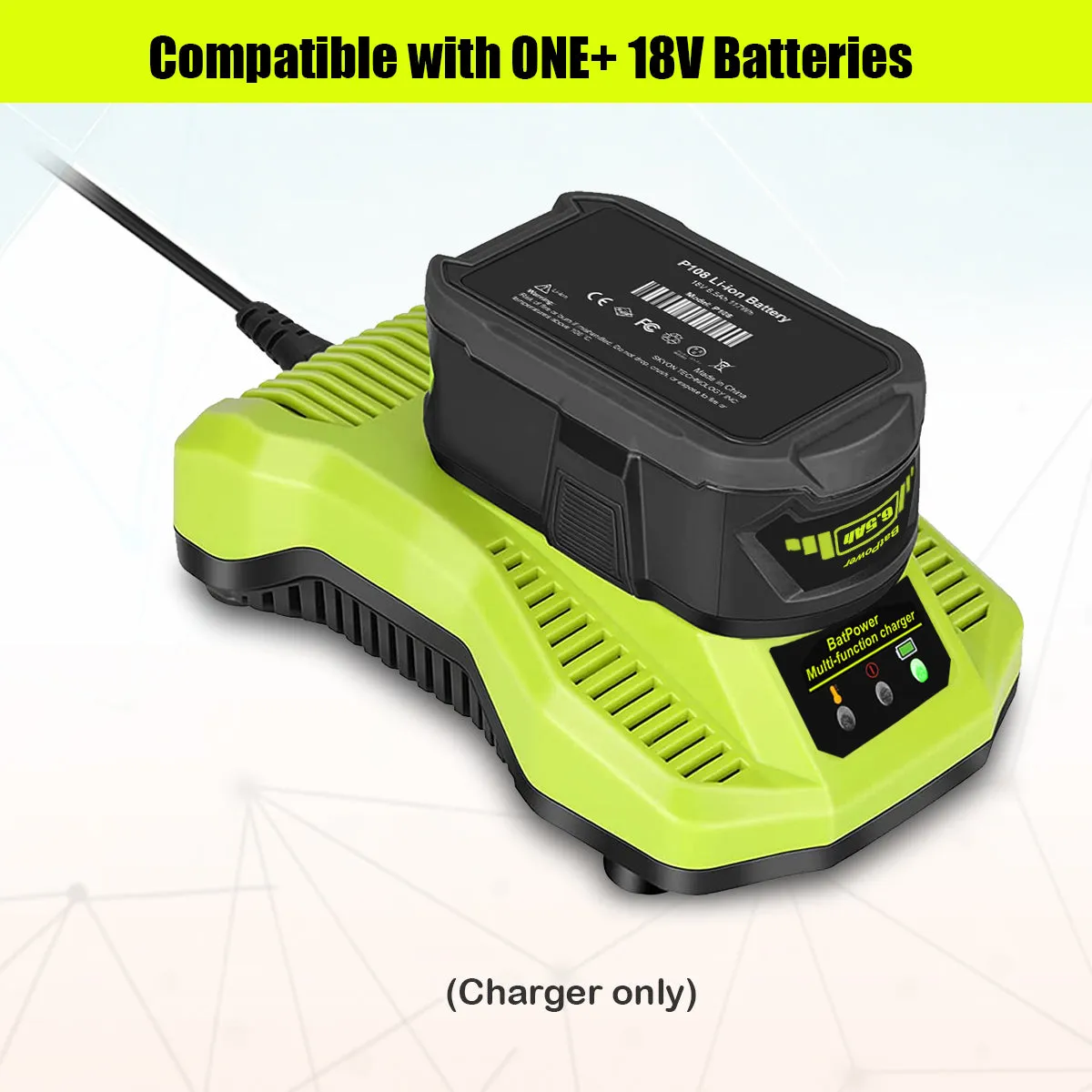 P117 18V Lithium Battery Rapid Charger Replacement for Ryobi 18V ONE   Battery Charger P117 P118, Compatible with Ryobi 18V 6Ah 5Ah 4Ah 3Ah 2Ah 1.5Ah Battery Fast Charger