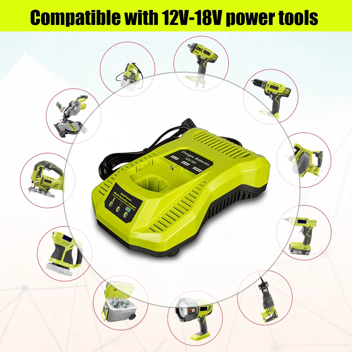 P117 18V Lithium Battery Rapid Charger Replacement for Ryobi 18V ONE   Battery Charger P117 P118, Compatible with Ryobi 18V 6Ah 5Ah 4Ah 3Ah 2Ah 1.5Ah Battery Fast Charger