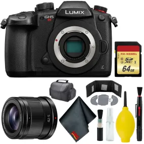 Panasonic Lumix DC-GH5S Mirrorless Micro Four Thirds Digital Camera - Cleaning Kit - 64GB - Card Wallet & Reader - CASE - Panasonic 42.5mm f/1.7 O.I.S. Lens