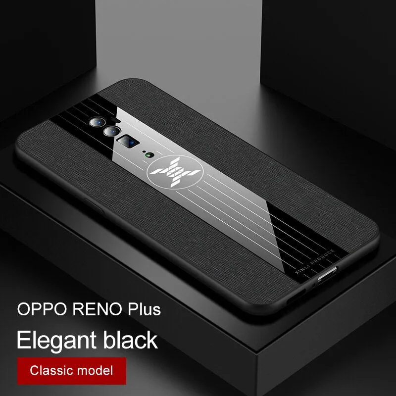 Phone Case for OPPO Reno Z Reno 10x Zoom Case Cover Magnetic Ring Holder Fabric Hard Back Coque Soft Frame Cloth for OPPO Reno