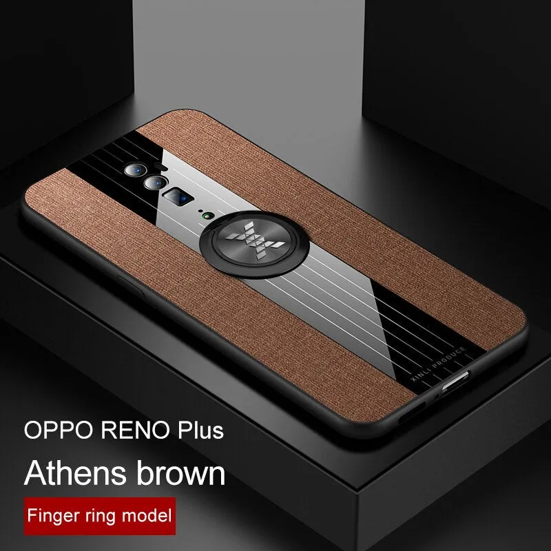 Phone Case for OPPO Reno Z Reno 10x Zoom Case Cover Magnetic Ring Holder Fabric Hard Back Coque Soft Frame Cloth for OPPO Reno