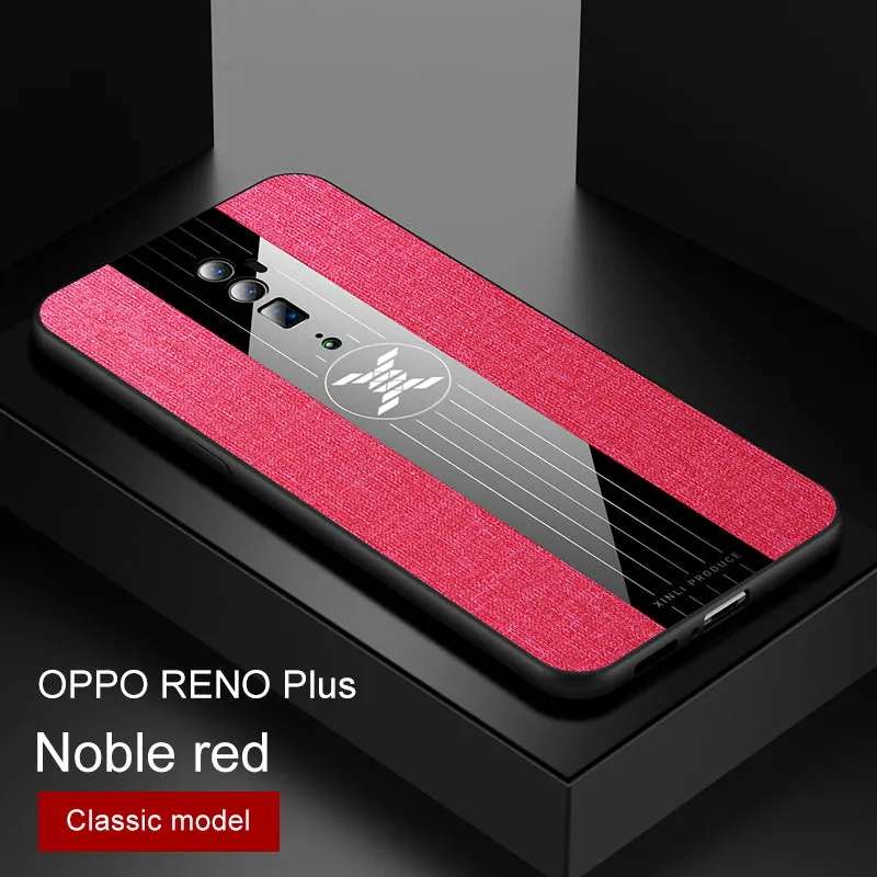 Phone Case for OPPO Reno Z Reno 10x Zoom Case Cover Magnetic Ring Holder Fabric Hard Back Coque Soft Frame Cloth for OPPO Reno