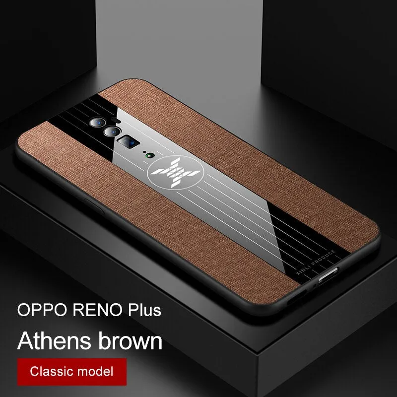 Phone Case for OPPO Reno Z Reno 10x Zoom Case Cover Magnetic Ring Holder Fabric Hard Back Coque Soft Frame Cloth for OPPO Reno