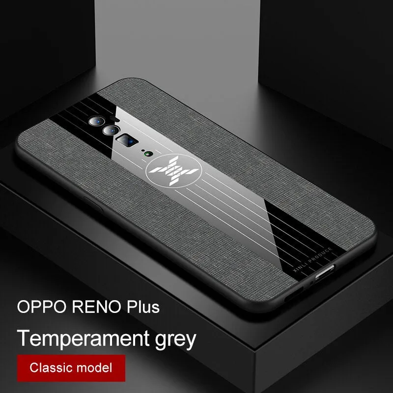 Phone Case for OPPO Reno Z Reno 10x Zoom Case Cover Magnetic Ring Holder Fabric Hard Back Coque Soft Frame Cloth for OPPO Reno