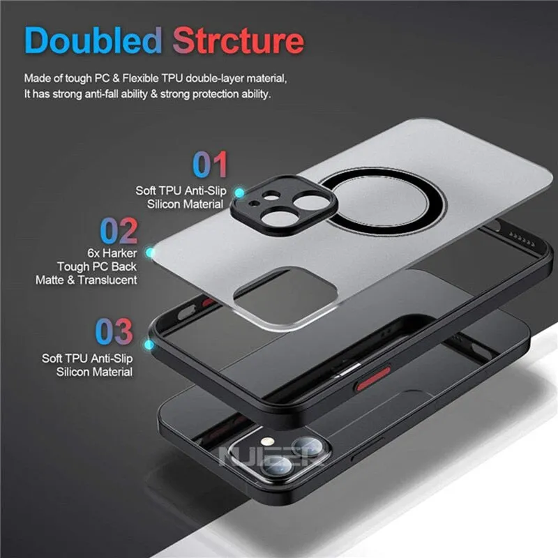 Phone Case Shockproof Armor Cover Magnetic Magsafe Wireless Charge Phone Case For iPhone 13 14 12 Plus Pro Pro Max