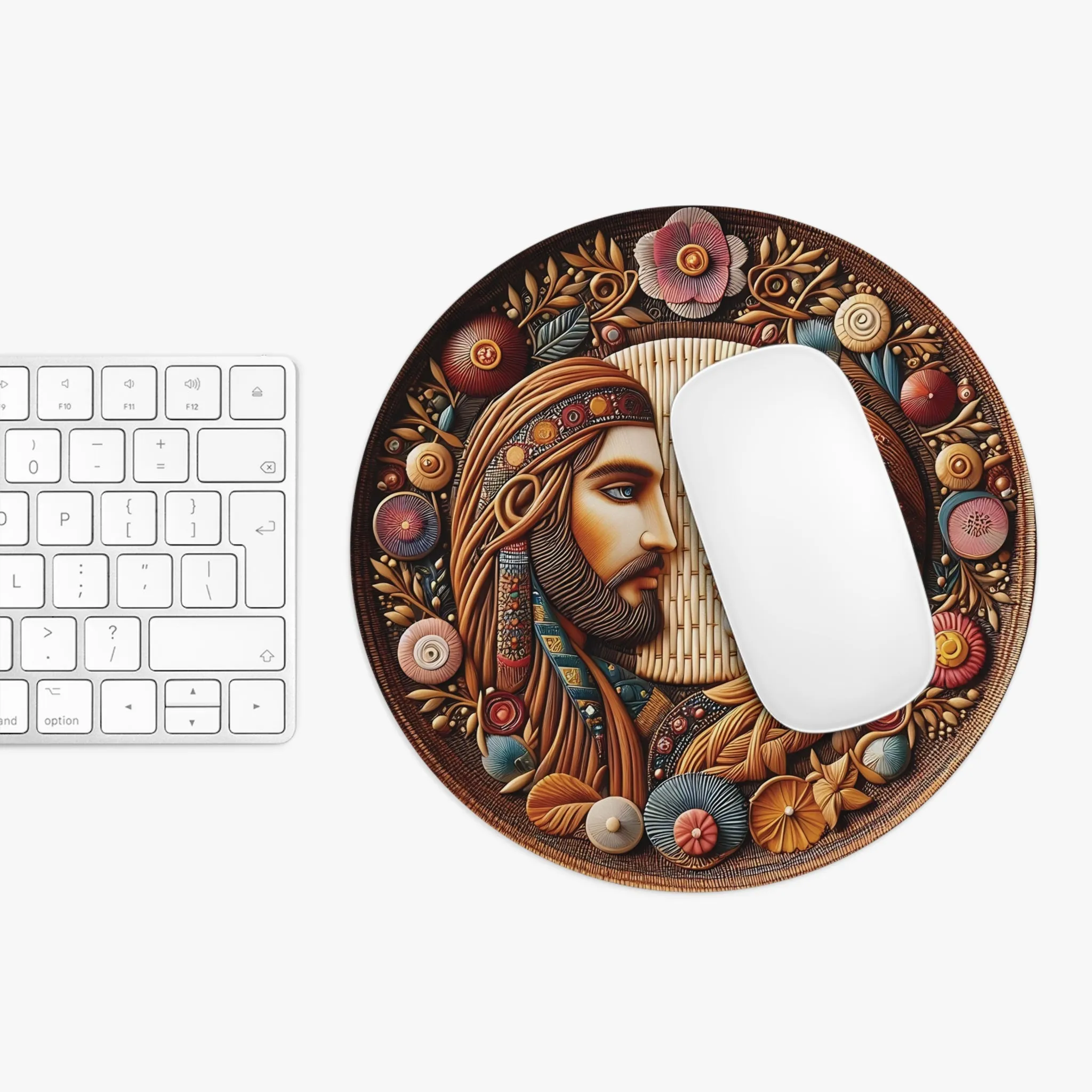 Prince and princess themed wicker bohemian with shadow effect Mouse Pad