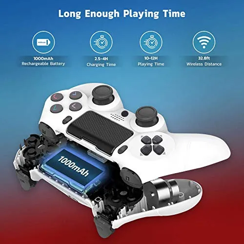 PRO Wireless Controller Works for Tesla 2020 Model 3 with 1,000mAh Battery/Built-in Speaker/Gyro/Motor Remote Bluetooth Slim Gamepad (White)