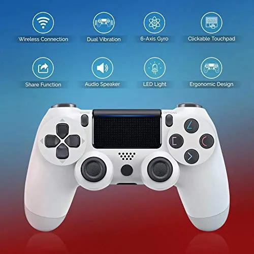 PRO Wireless Controller Works for Tesla 2020 Model 3 with 1,000mAh Battery/Built-in Speaker/Gyro/Motor Remote Bluetooth Slim Gamepad (White)