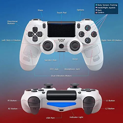 PRO Wireless Controller Works for Tesla 2020 Model 3 with 1,000mAh Battery/Built-in Speaker/Gyro/Motor Remote Bluetooth Slim Gamepad (White)