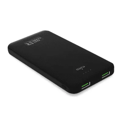 Puro White Batteria Esterna Fast Charger 10000mAh con led e 2 porte USB, Nero