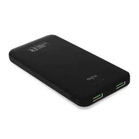 Puro White Batteria Esterna Fast Charger 10000mAh con led e 2 porte USB, Nero