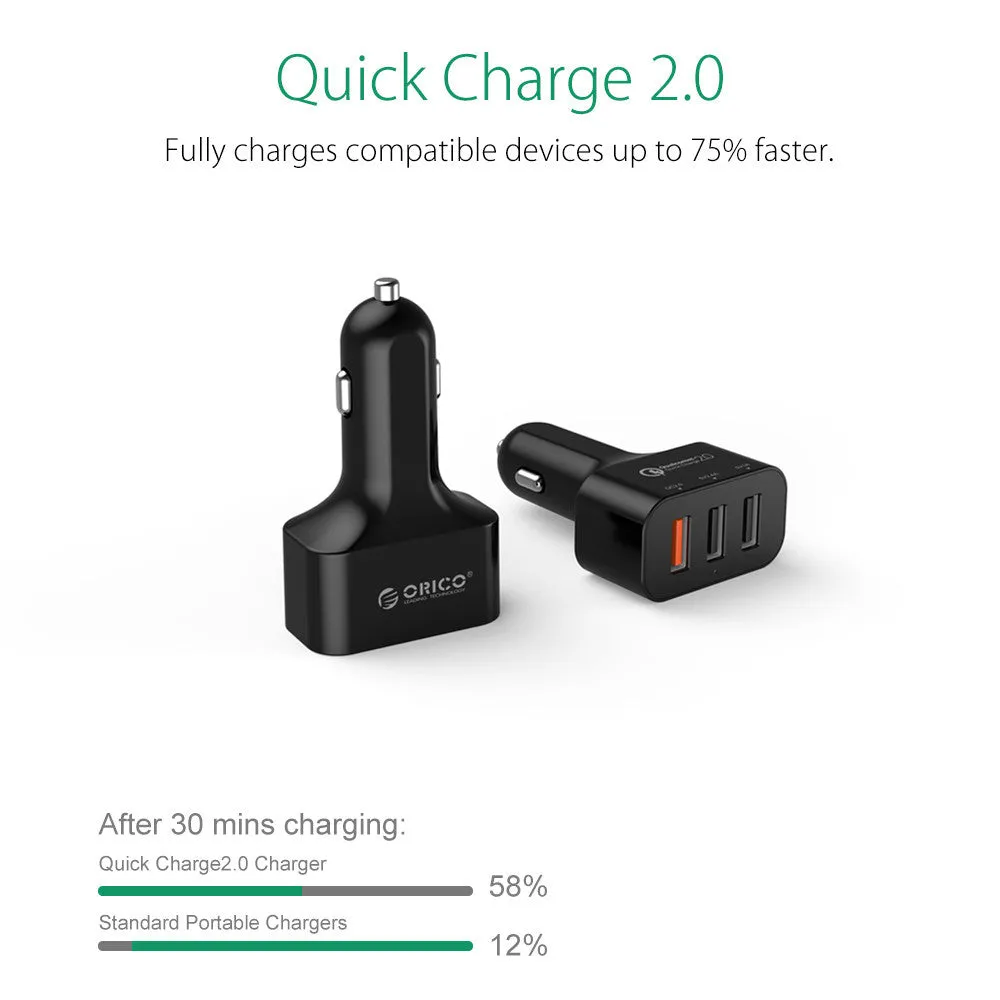 Quick Charge 2.0 Universal USB Fast Car Charger Adapter 35W For Mobile Phones iPhone Samsung Tablet PC 12V/24V