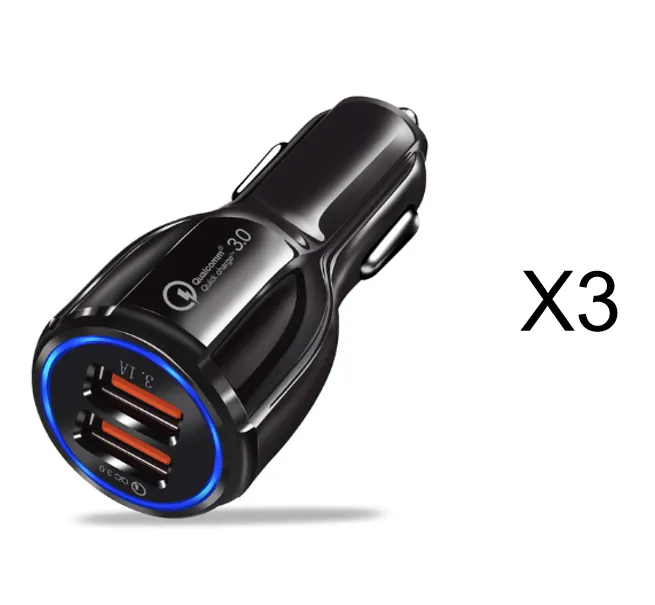 Quick Charge 3.0 Car Charger For Mobile Phone Dual Usb Car Charger Qualcomm Qc 3.0 Fast Charging Adapter Mini Usb Car Charger