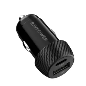 RAVPOWER 20W 2 Port(PD & QC) Fast Car Charger - VC1016