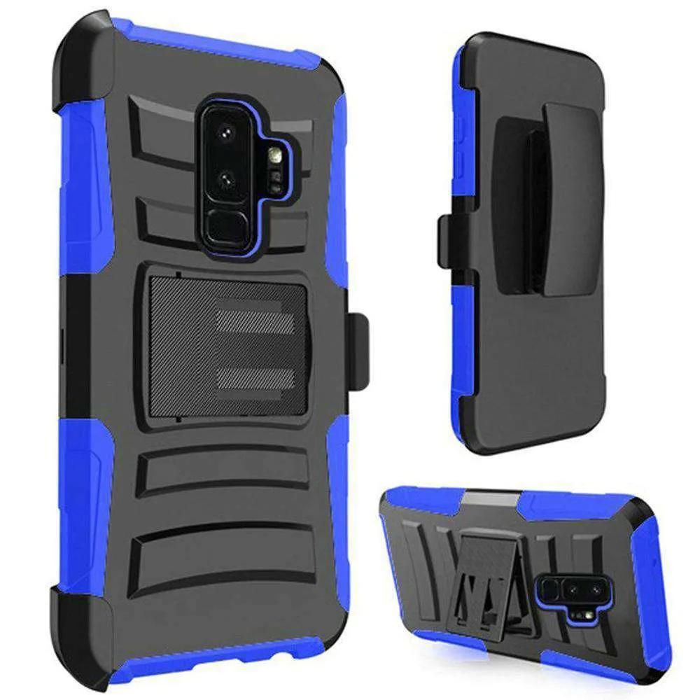 Rugged TUFF Hybrid Armor Hard Defender Case With Holster for Samsung Galaxy S9 Plus