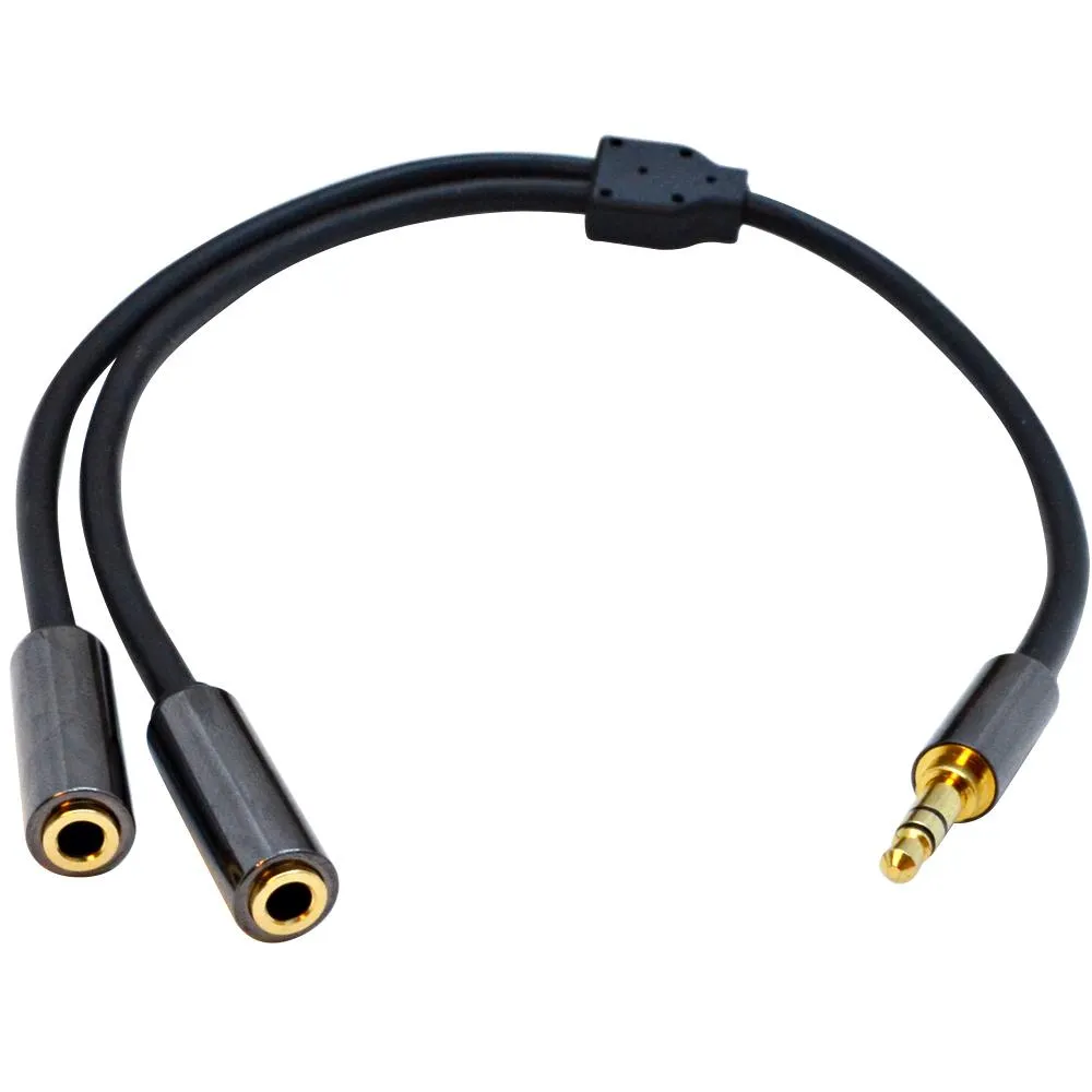 SA-Y31 - 1 Foot 3.5mm Male to Dual 3.5mm Female Y Splitter Headphone Patch Cable