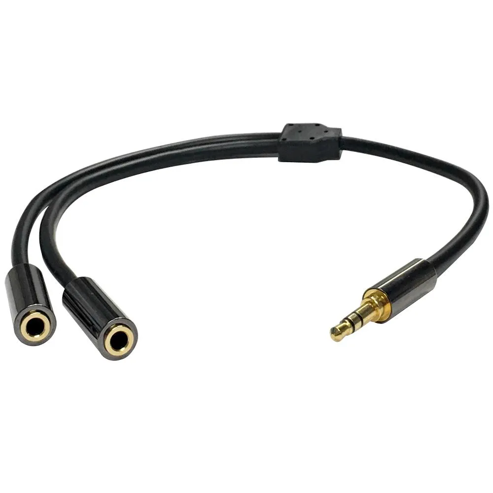 SA-Y31 - 1 Foot 3.5mm Male to Dual 3.5mm Female Y Splitter Headphone Patch Cable