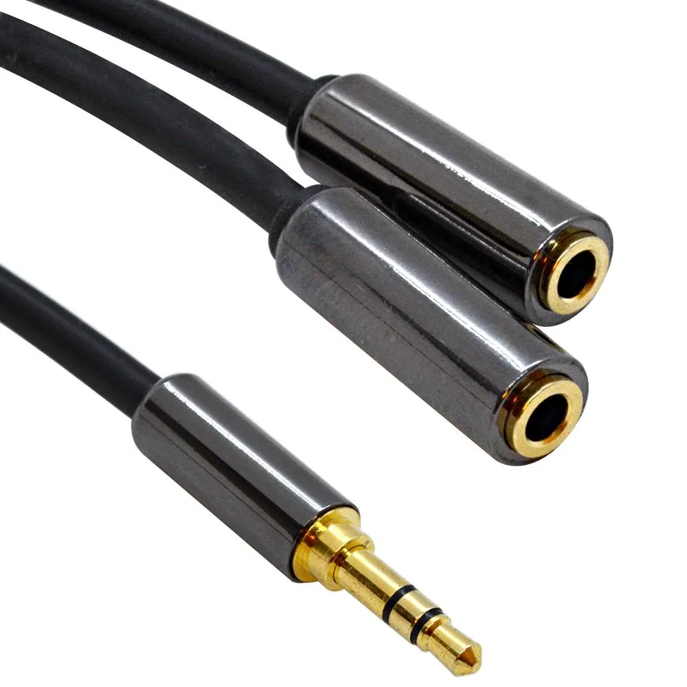 SA-Y31 - 1 Foot 3.5mm Male to Dual 3.5mm Female Y Splitter Headphone Patch Cable