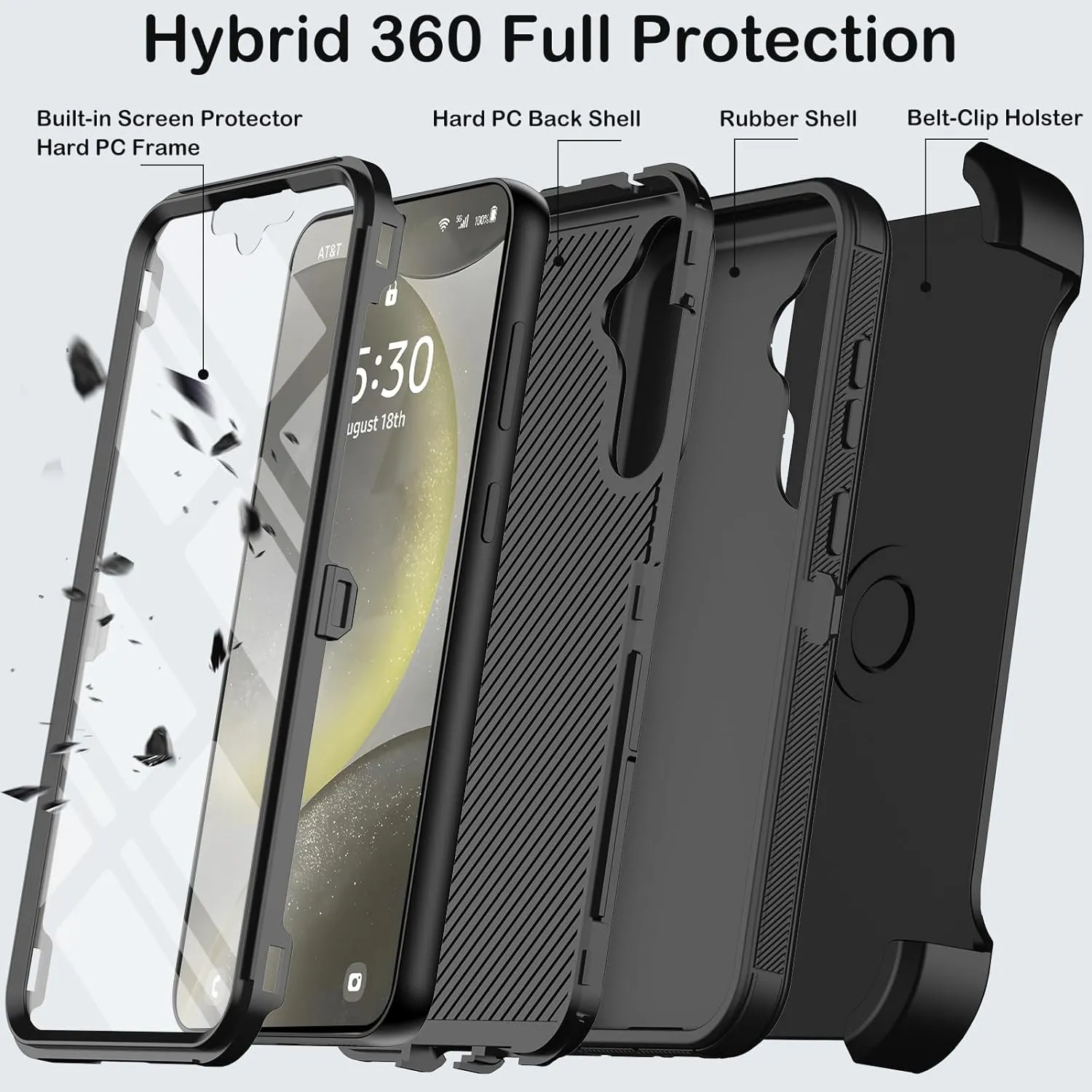 Samsung Galaxy S24 Plus Case Belt Clip Holster Kickstand Protection Full Body Rugged Phone Cover