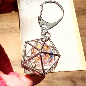 Silver Skinny Metal D20 Keychain