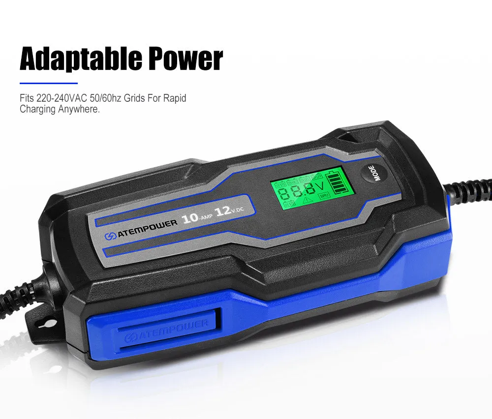 Smart Battery Charger 10A 6V/12V Automatic AGM Car Truck Boat Motorcycle GEL