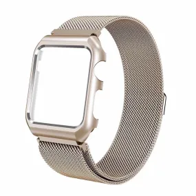 Stainless Steel Mesh Milanese Loop Compatible for Apple Watch Band with Case 42mm, Adjustable Magnetic Closure Replacement Wristband iWatch Band for Apple Watch Series 3 2 1 - Gold