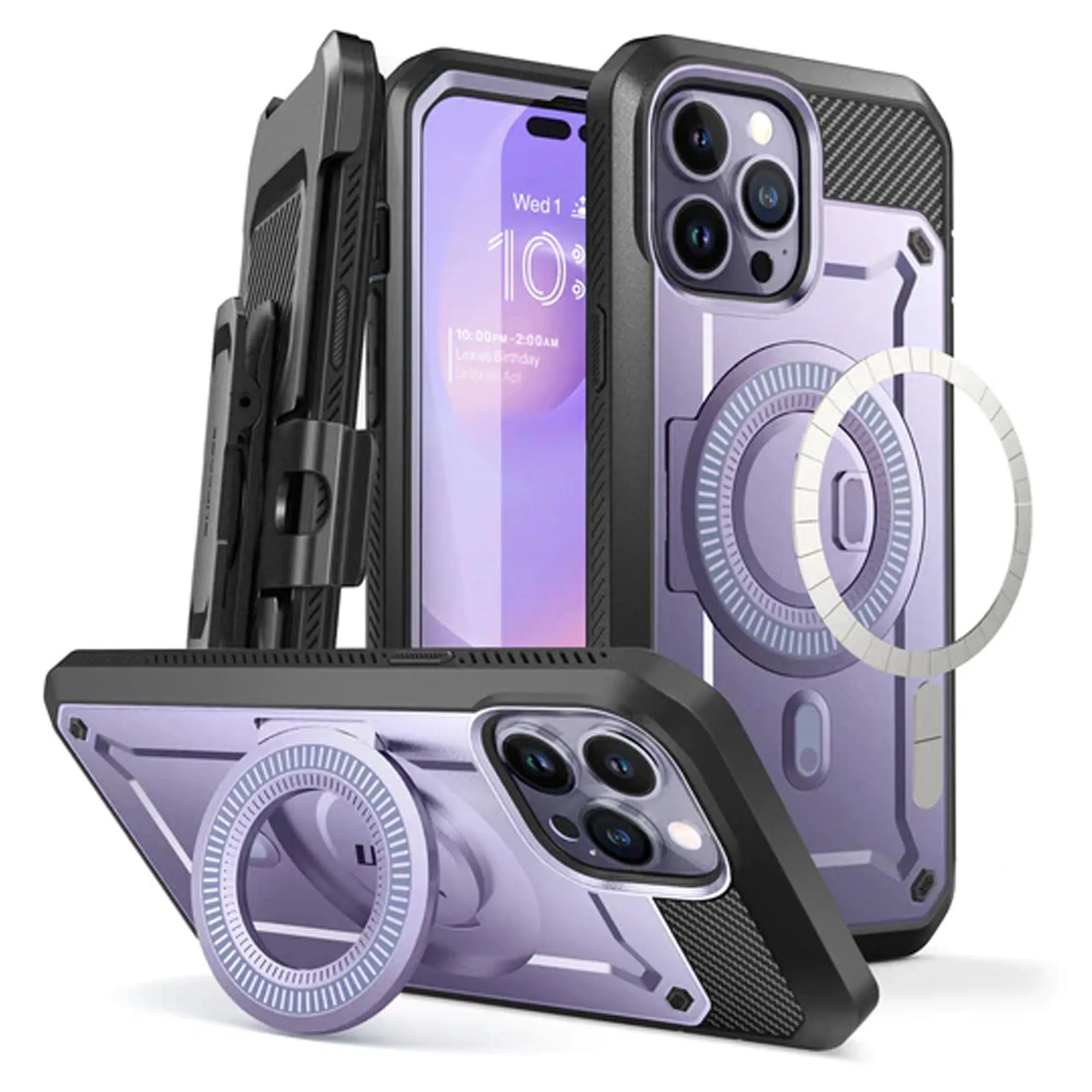 Supcase UB Unicorn Beetle PRO MAG for iPhone 14 Pro Max - MagSafe Rugged Case with Built-in Screen protector - Deep Purple (Barcode: 843439119970 )