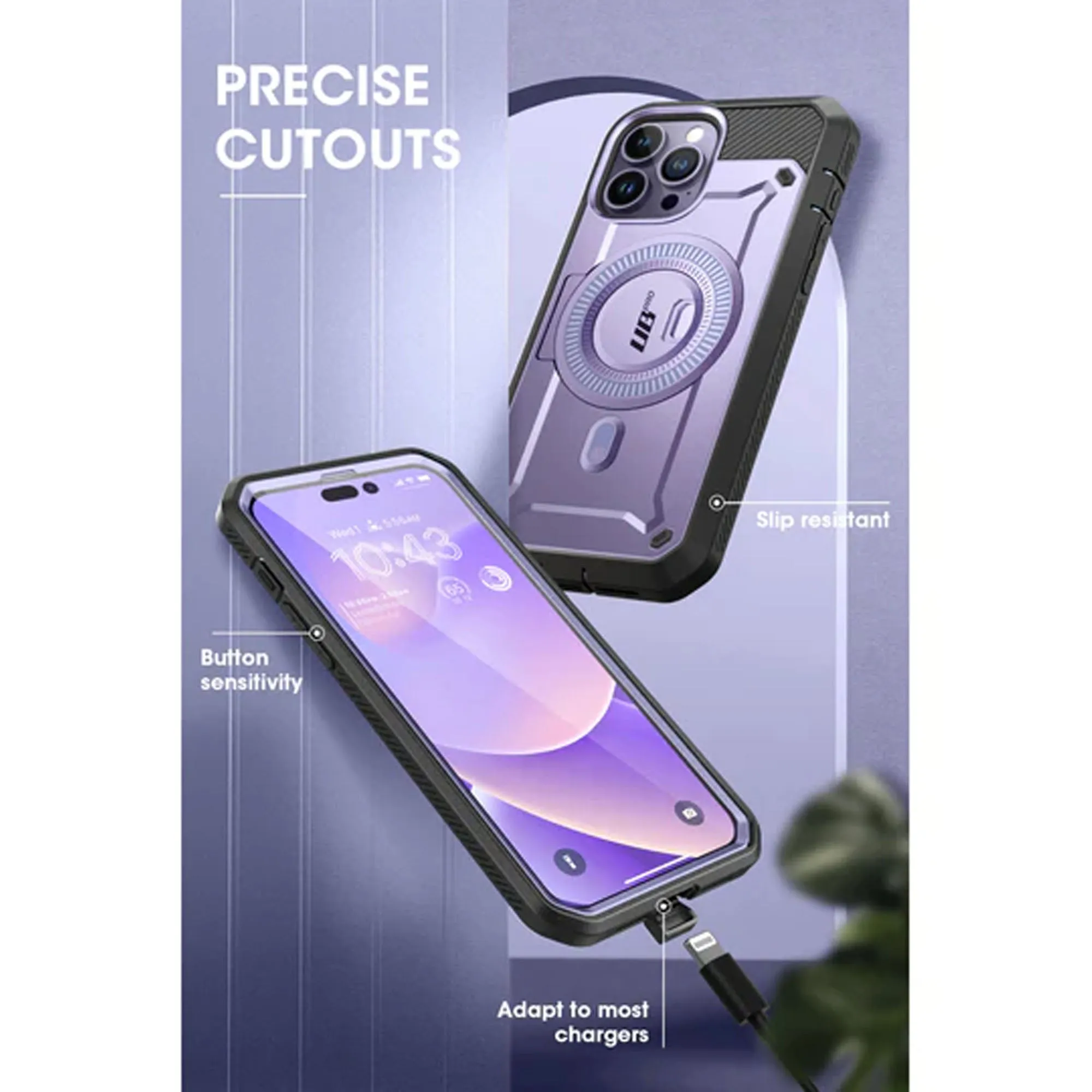 Supcase UB Unicorn Beetle PRO MAG for iPhone 14 Pro Max - MagSafe Rugged Case with Built-in Screen protector - Deep Purple (Barcode: 843439119970 )