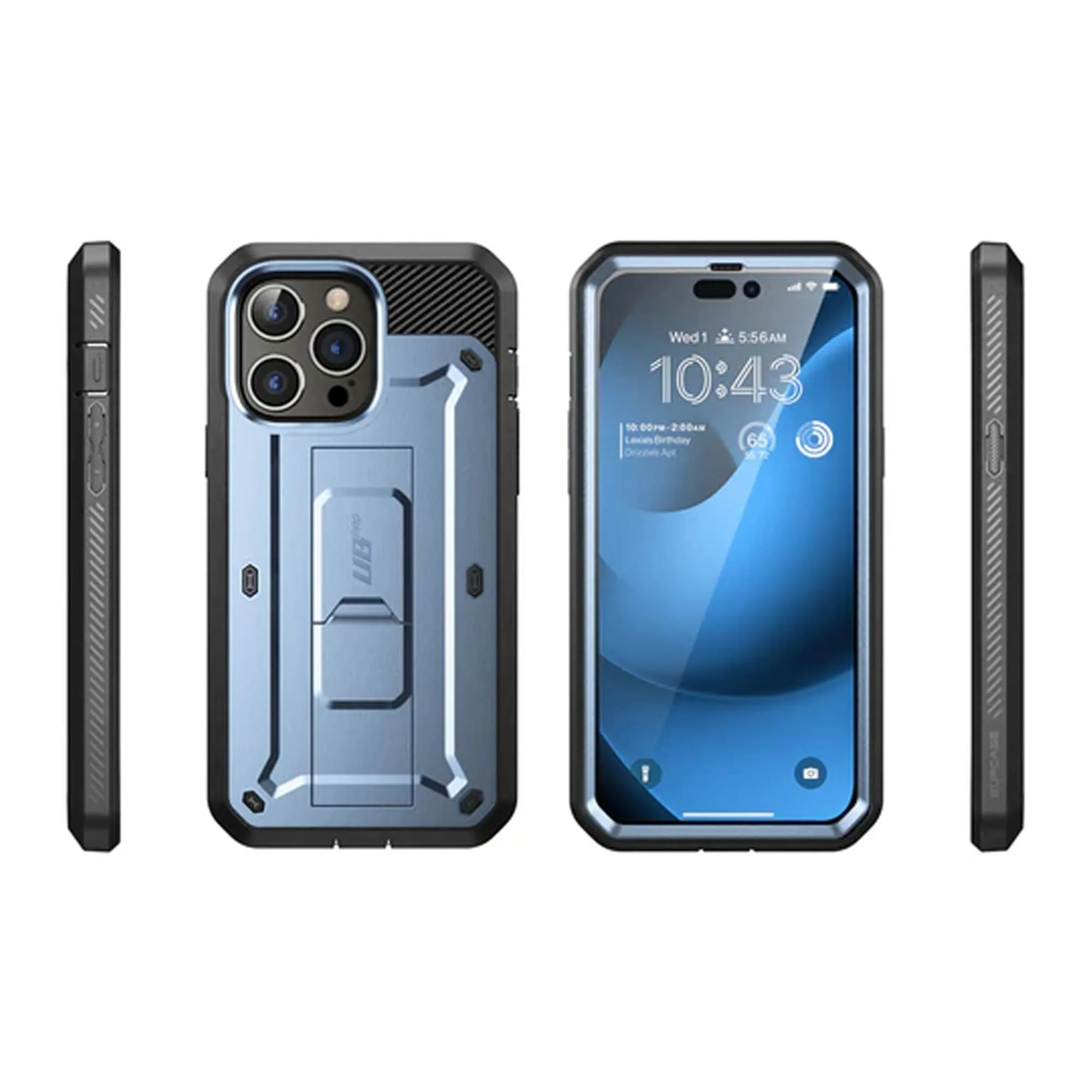 Supcase Unicorn Beetle UB PRO for iPhone 14 Plus - Rugged Case with Built-In Screen Protector - Metallic Blue