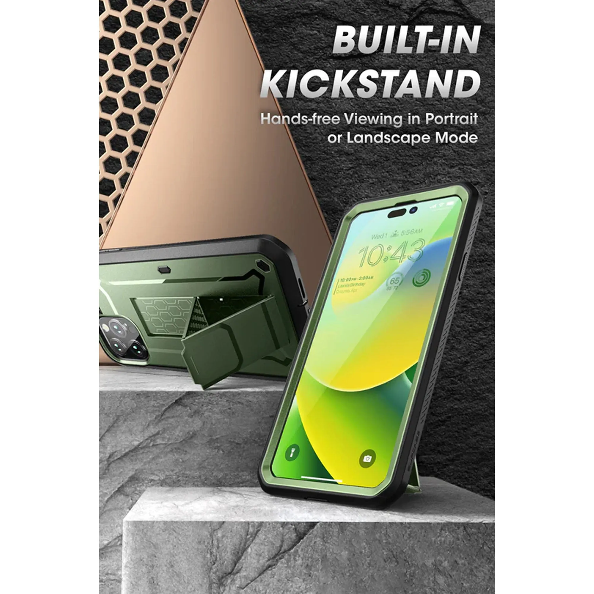 Supcase Unicorn Beetle UB PRO for iPhone 14 Pro - Rugged Case with Built-In Screen Protector - Dark Green