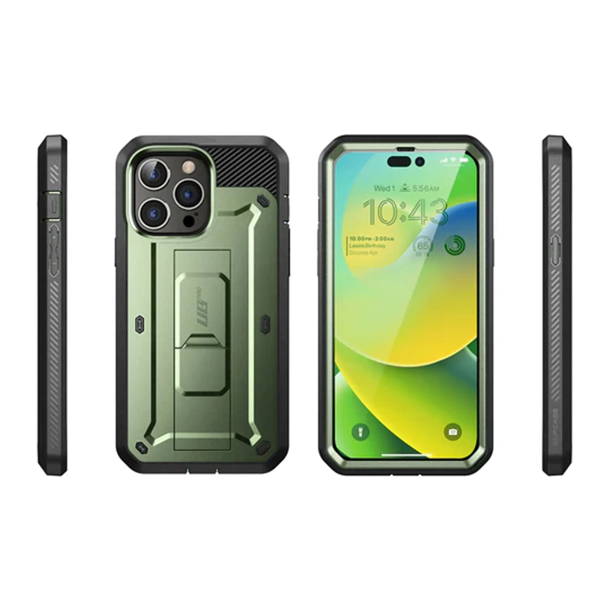 Supcase Unicorn Beetle UB PRO for iPhone 14 Pro - Rugged Case with Built-In Screen Protector - Dark Green